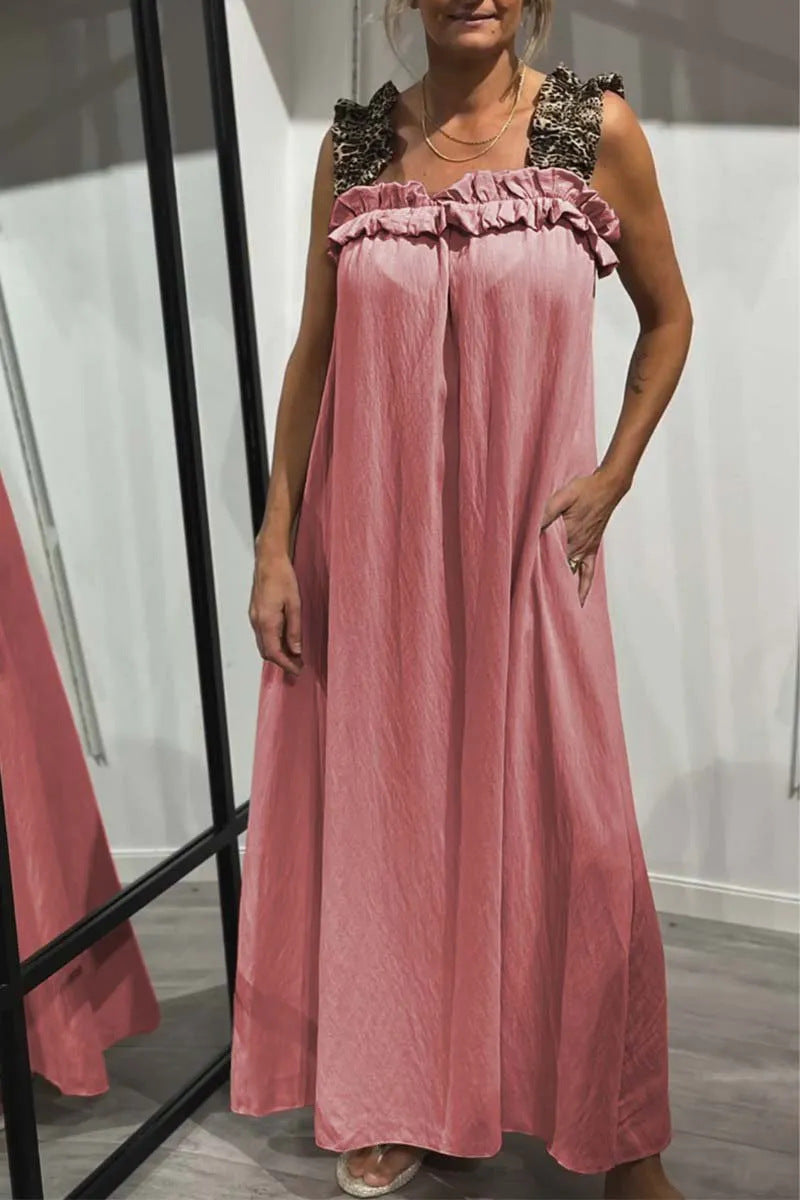 NESS | Maxi Zomerjurk met Panterbandjes – Katoenen Comfort in Stijl
