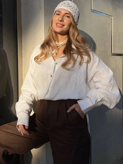MAGALI | Luxe Linnen Look – Oversized Dames Blouse