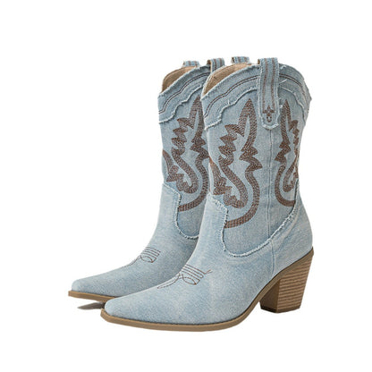 ALISA | Denim Western Boots – Dé Eyecatcher voor Elke Fashionista!