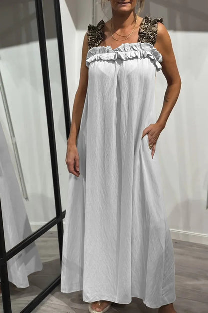 NESS | Maxi Zomerjurk met Panterbandjes – Katoenen Comfort in Stijl