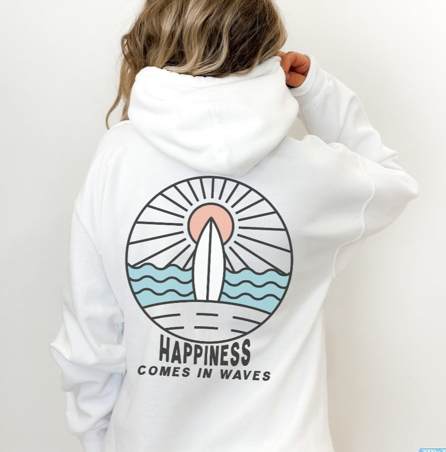 LIS | Zomer Hoodie Dames – “Happiness Comes in Waves” Surf Trui voor Frisse Avonden