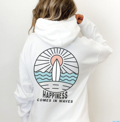LIS | Zomer Hoodie Dames – “Happiness Comes in Waves” Surf Trui voor Frisse Avonden