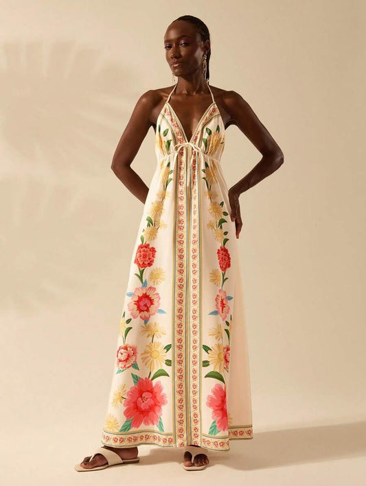 KORE | Halterjurk met Bloemenprint – Elegante Zomerse Umbrella Skirt