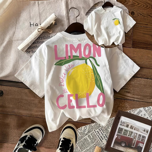 SAMMIE | Limoncello T-shirt Dames – Zomers Shirt met Citroenprint en La Dolce Vita Tekst