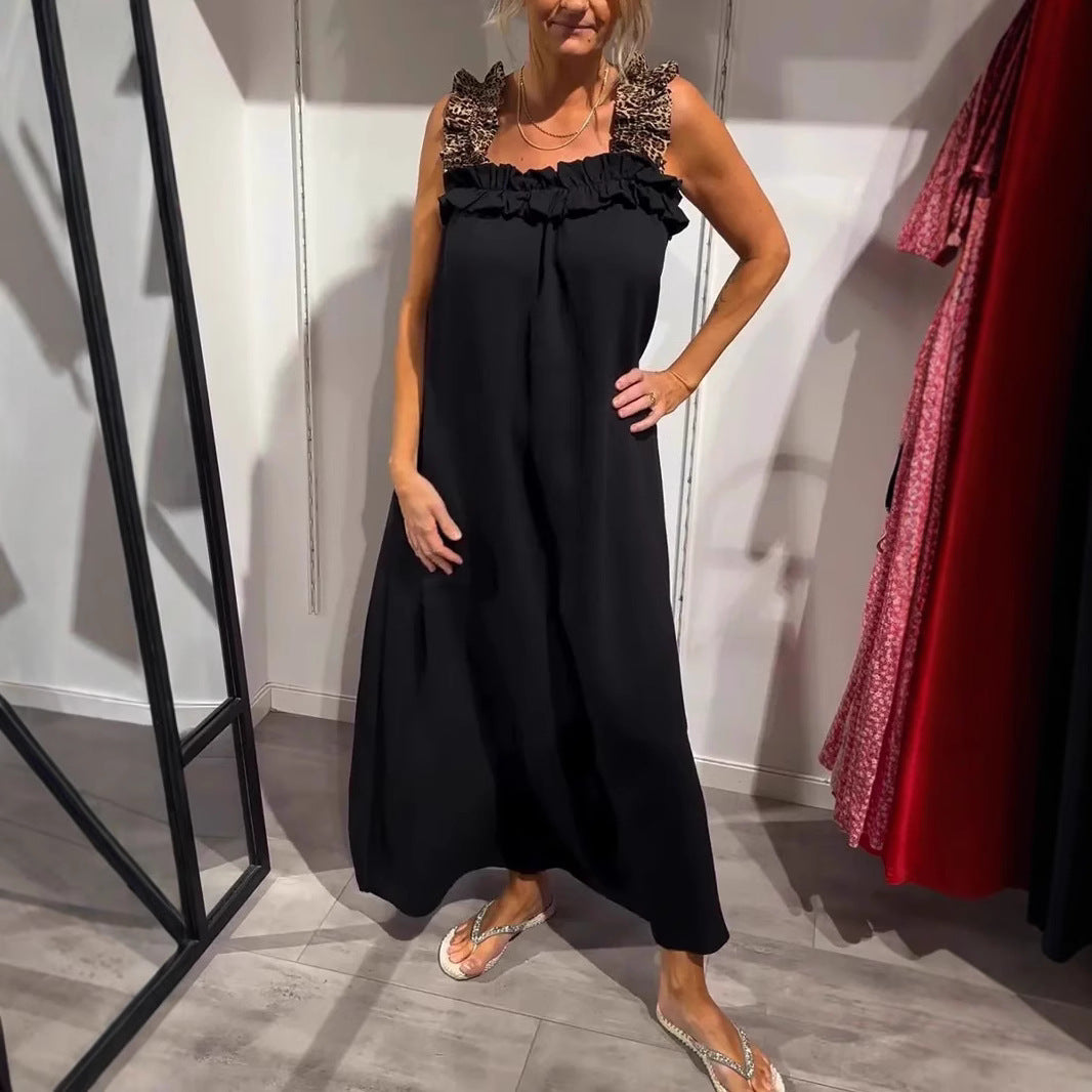 NESS | Maxi Zomerjurk met Panterbandjes – Katoenen Comfort in Stijl