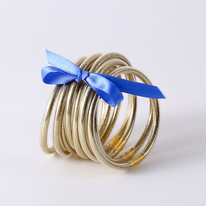 HOLLY | Set van 10 Glanzende Armbanden – Siliconen Glamour in Kleurenmix
