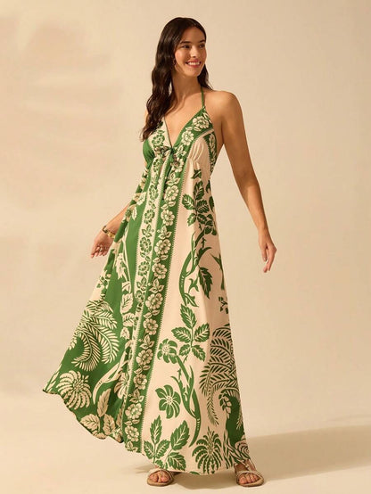 KORE | Halterjurk met Bloemenprint – Elegante Zomerse Umbrella Skirt