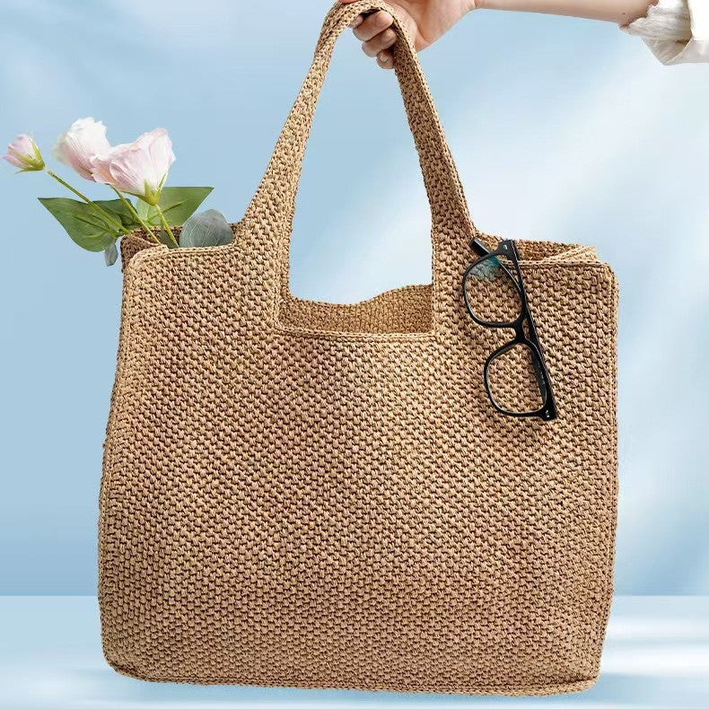 MARGRIET | Vakantie Stro Tote Bag – Gevlochten Commuter Bucket Tas