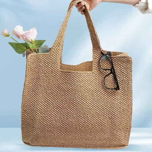 MARGRIET | Vakantie Stro Tote Bag – Gevlochten Commuter Bucket Tas
