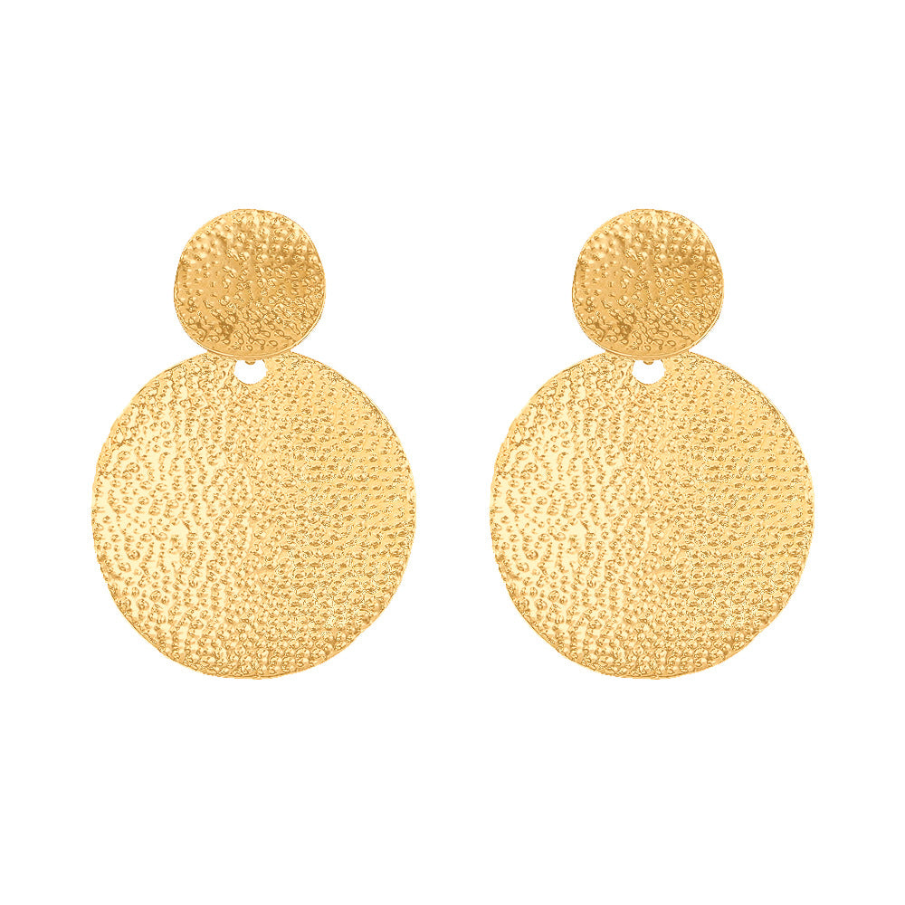 STACY | Minimalistische Ronde Oorbellen met Textuur – Goud, Zilver & Zwart