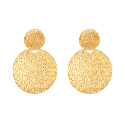 STACY | Minimalistische Ronde Oorbellen met Textuur – Goud, Zilver & Zwart
