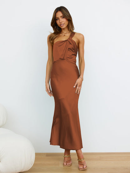 BIRGITTE | Satijnen One-Shoulder Jurk – Elegante Partylook