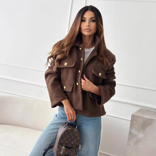 FABIENNE | Trendy Cropped Jas voor Dames met Elegante Knopen