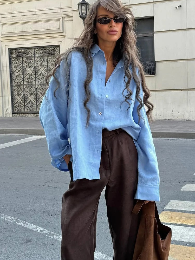 MAGALI | Luxe Linnen Look – Oversized Dames Blouse