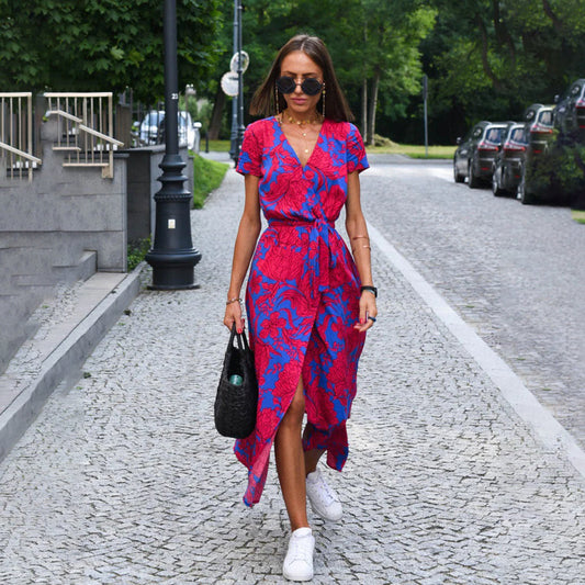 LIEVE | Boho Floral Maxi Wrap Dress – Elegante Zomerjurk met Print