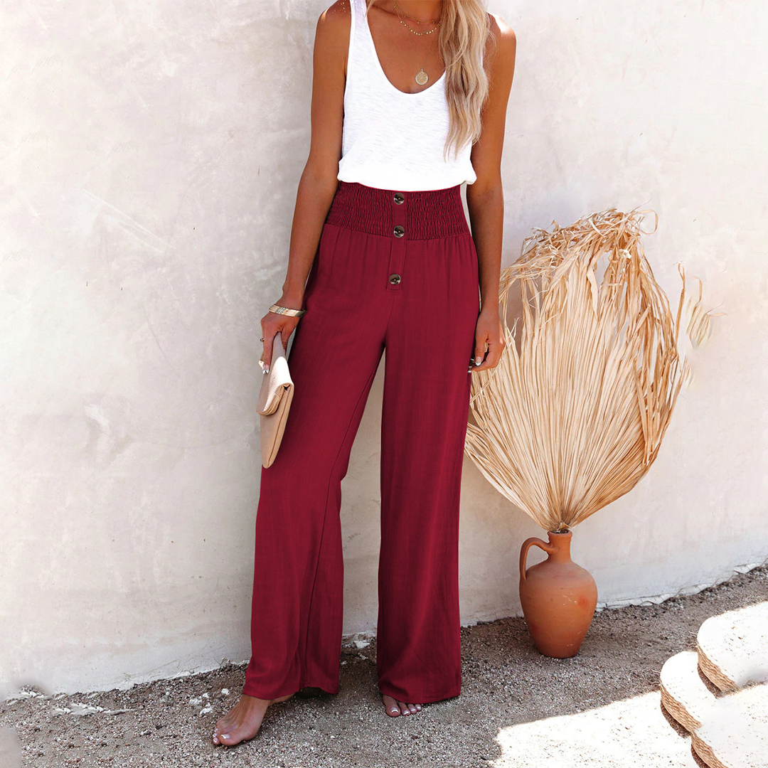 FLORENCE | Luchtige Knoopdetail Broek – Comfort & Stijl in Één