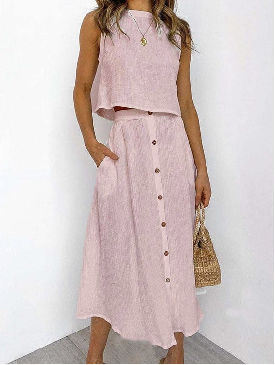 ALIZA | Luchtige Katoenen Set – Zomerse Top & Rok in Diverse Kleuren