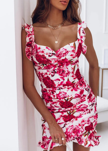 FENNA | Bodycon Bloemenjurk met Ruches – Verleidelijke Zomerjurk in Verschillende Prints