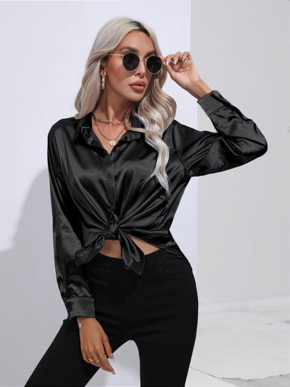 SYLVIA | Zijdezachte Satijnen Blouse – Tijdloos Chic met een Luxe Glans