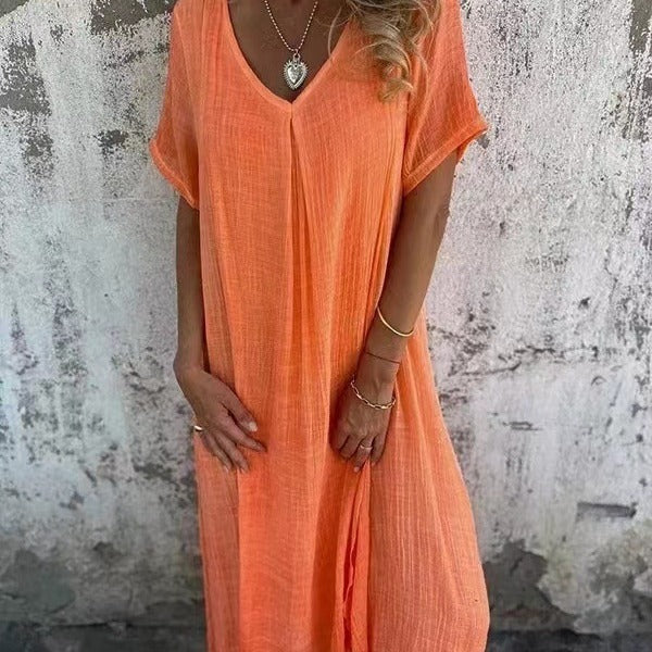 JEN | Luchtige Midi-Jurk met V-hals – Casual & Comfortabel