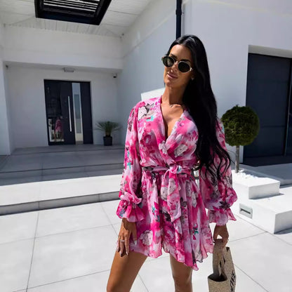 KEISHA | Bloemen Jumpsuit van Chiffon – Luchtig & Vrouwelijk met Tailleband