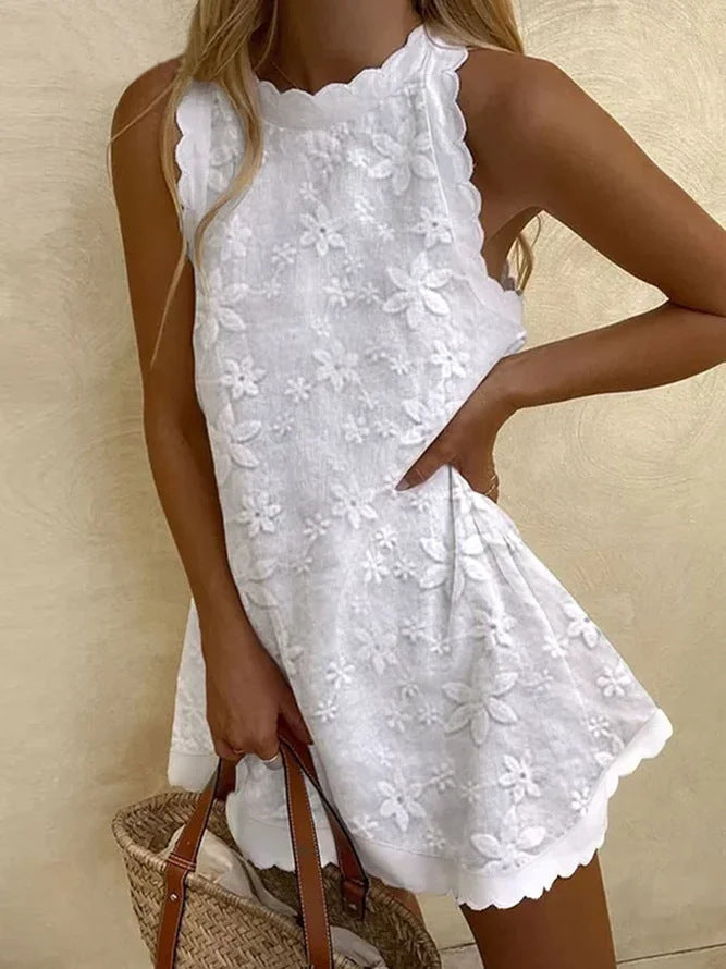 ASHLEY | Zomerjurk met Bloemenborduursels - Katoenen Boho Jurk