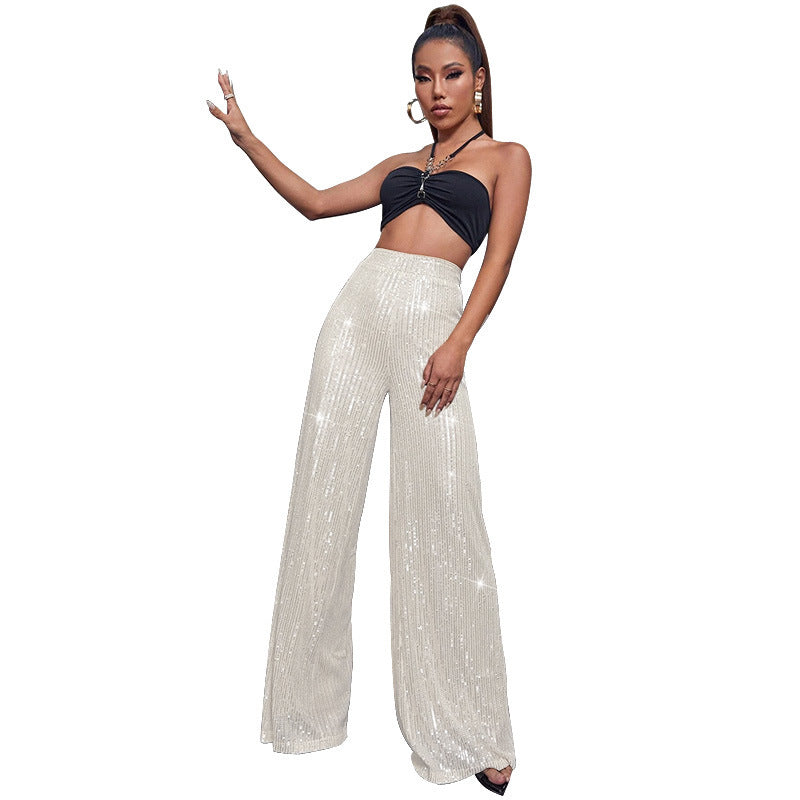 CELINE | Pailletten Palazzo Broek – Glitter Wide Leg Broek in Meerdere Kleuren