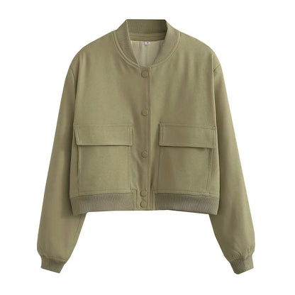 PAULIEN | Cropped Bomberjack Dames – met Drukknoopsluiting