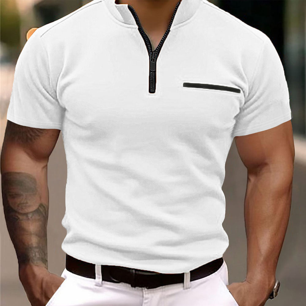 KAI | Heren T-shirt met Zwarte Rits – Slim Fit Casual Shirt Mannen
