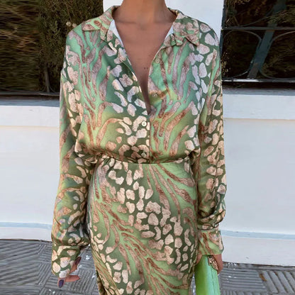ANTONIA | Satin Luxe Print Jurk – Elegante Statement Look