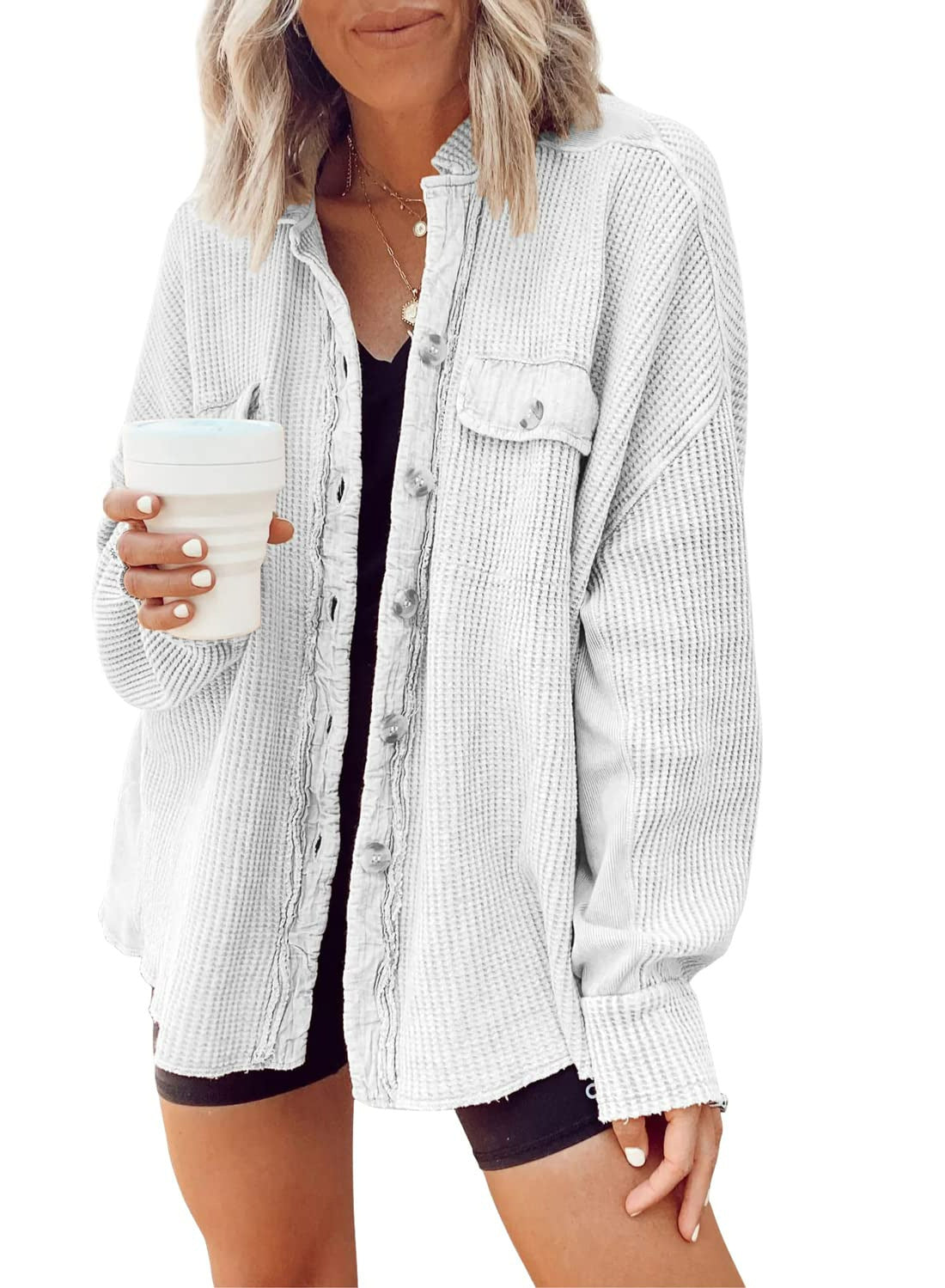 ADELE | Oversized Wafelstructuur Overshirt Dames – Casual Streetstyle Musthave