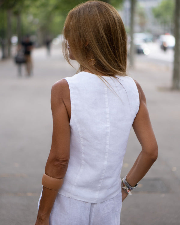 GINETTE | Linnenlook Gilet – Minimalistisch, Fris & Tijdloos Elegant