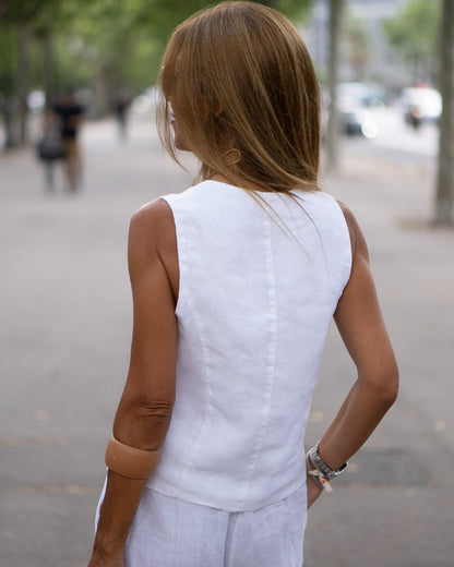 GINETTE | Linnenlook Gilet – Minimalistisch, Fris & Tijdloos Elegant