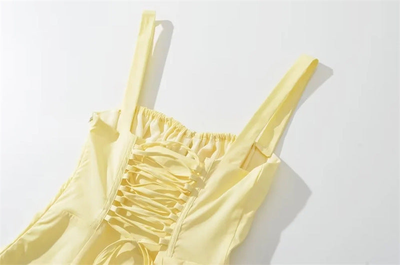LORENA | Zomerjurk Dames met Corset Top en Split – Romantische Midi Jurk