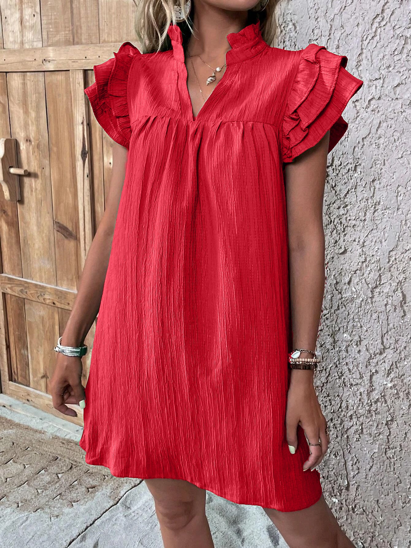 SHEILA | Zomerjurk Dames – Luchtige Jurk met Ruffle Mouwen en V-Hals
