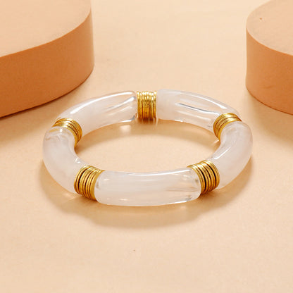 FAYENNE | Chunky Acryl Armband – Luxe Marmerlook Statement Sieraad
