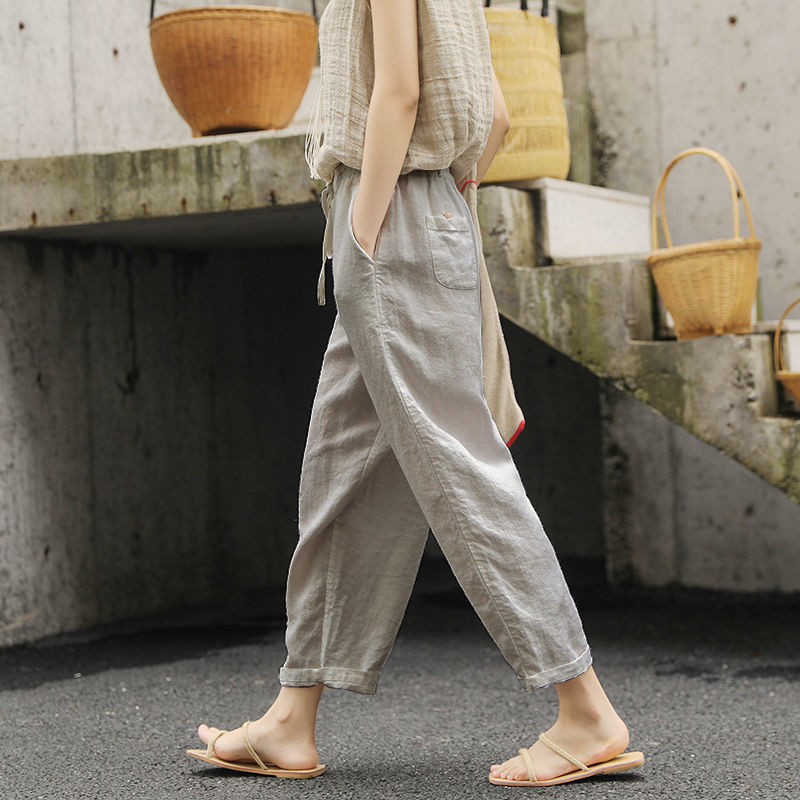 LÉA | Linnen Broek Dames – Luchtige Casual Zomerbroek met Elastische Taille
