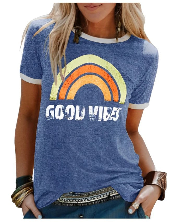 JOLIEN | Good Vibes T-shirt – Retro Print Statement Tee