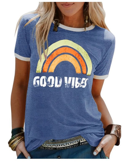 JOLIEN | Good Vibes T-shirt – Retro Print Statement Tee