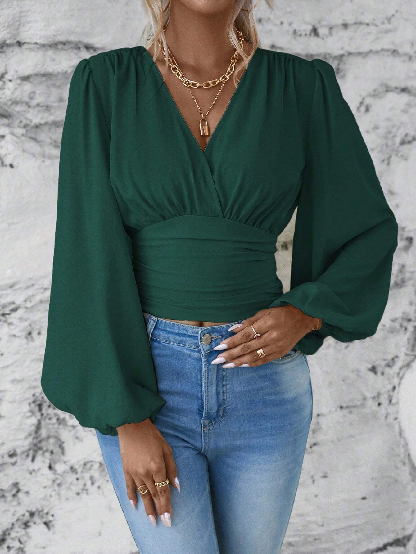 TOULOUSE | Chiffon Wrap Top – Elegante V-Hals & Flowy Mouwen