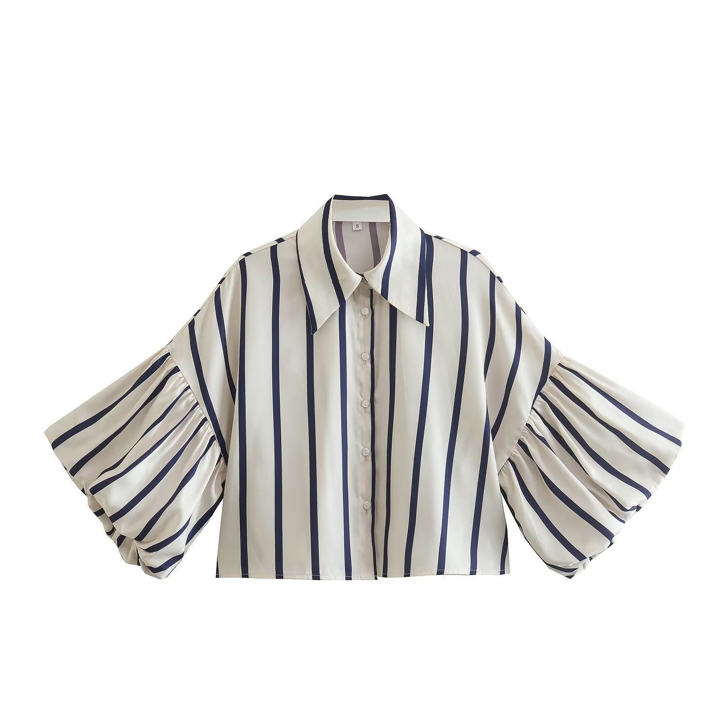 VLINDER | Gestreepte Blouse met Pofmouwen – Stijlvolle Statement Top