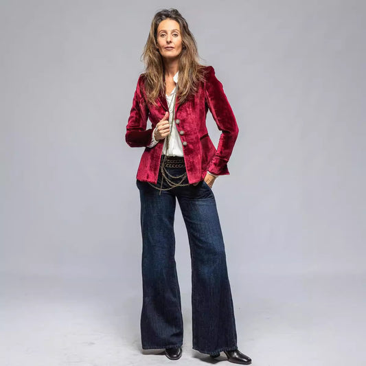 JEANNE | Velvet Blazer Dames – Getailleerde Fluwelen Blazer met Knopen