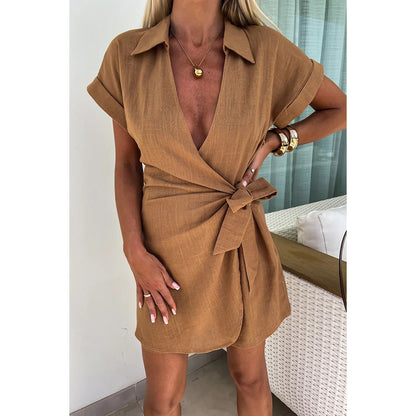 FEBE | Linnen Wrap Jumpsuit – Luchtige Elegantie voor Elke Zomerdag