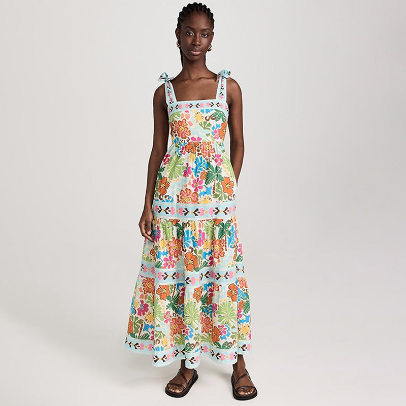 HILKE | Boho Maxi Jurk met Tropische Print – Zomers & Comfortabel