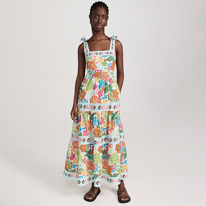 HILKE | Boho Maxi Jurk met Tropische Print – Zomers & Comfortabel