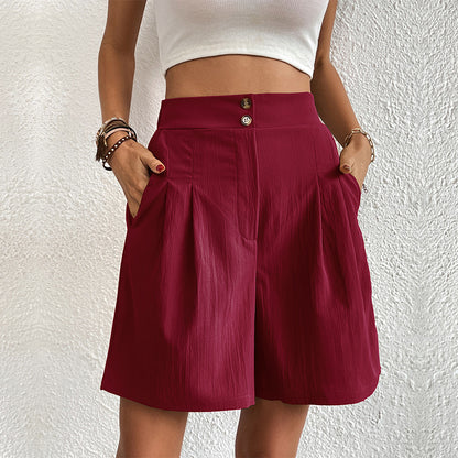 CAMILLE | High-Waist Dames Short – Elegante Losse Pasvorm met Knopen
