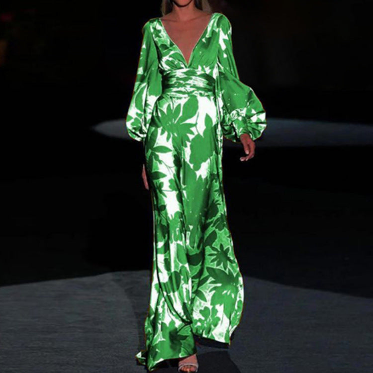 KATTY | Tropische Maxi Jurk Dames – Zomerjurk met Ballonmouwen