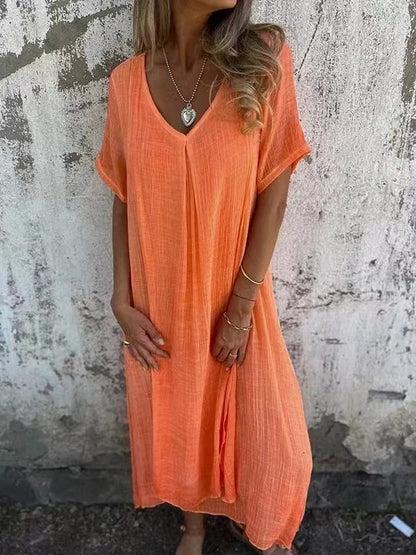 JEN | Luchtige Midi-Jurk met V-hals – Casual & Comfortabel
