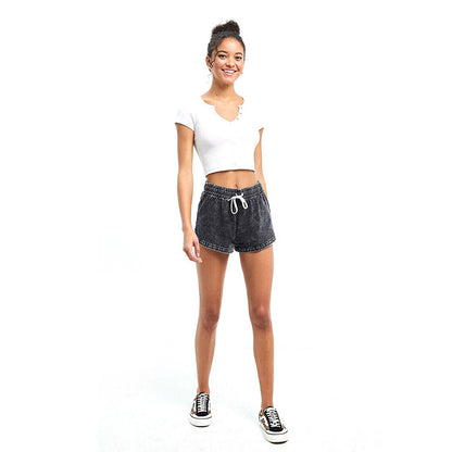 KIEK | Denim Look Dames Short – Comfortabele High-Waist Korte Broek met Koordsluiting | Zomer & Lounge