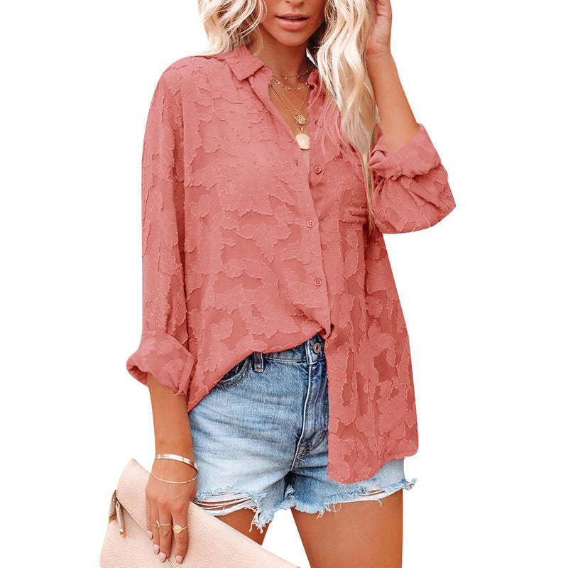 AIMEE | Transparante Blouse met Camouflagepatroon – Elegante Lange Mouwen voor Dames